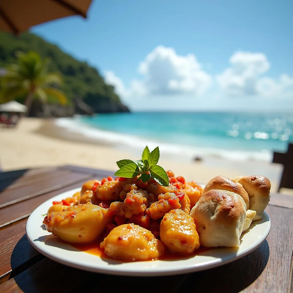 Puerto Rican Beach and Food