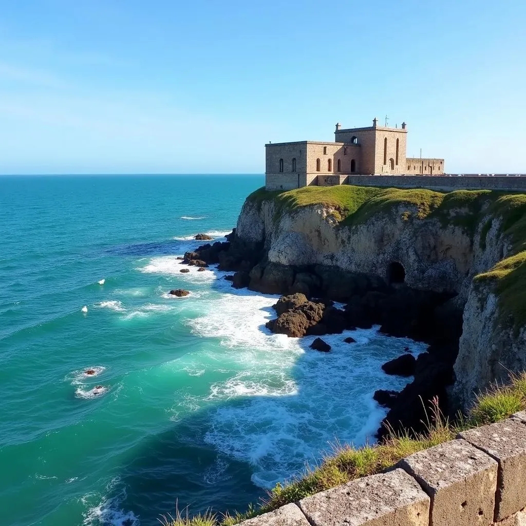 An ancient fort overlooking the ocean