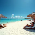 Tourists relaxing on Punta Cana beach