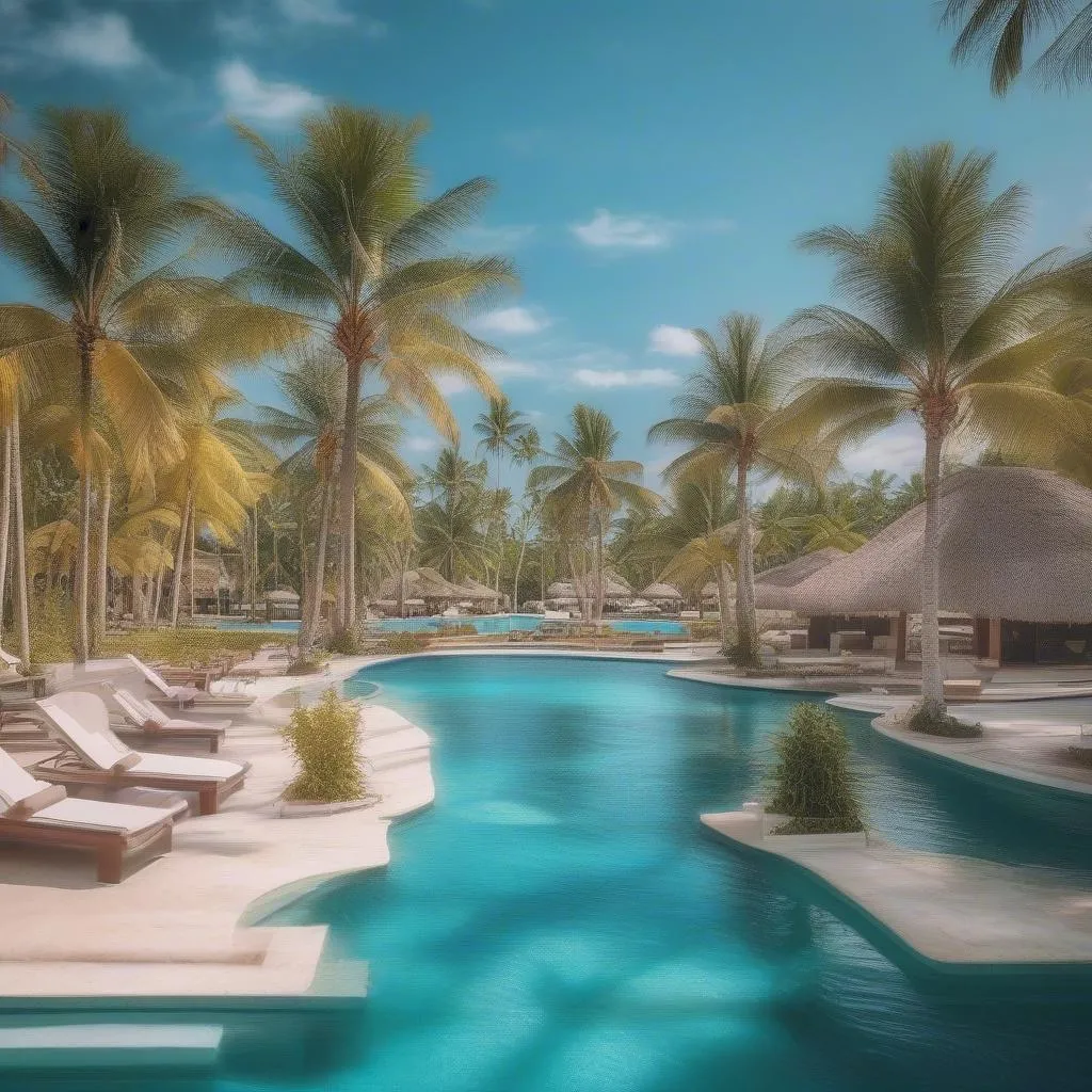 Luxurious resort pool in Punta Cana