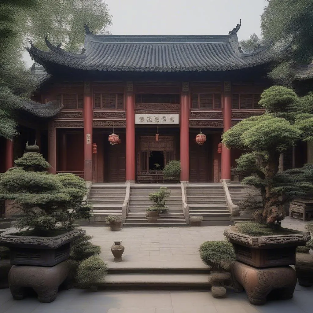 Peaceful Courtyard of Qingyang Temple