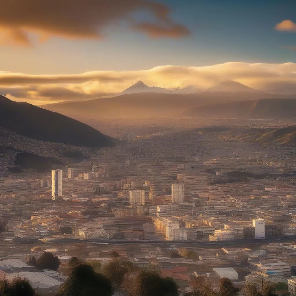 Quito cityscape at sunset