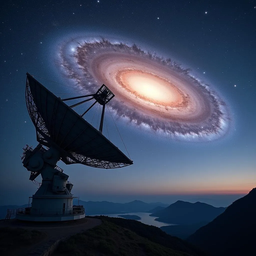 Radio Telescope Observing Distant Galaxy