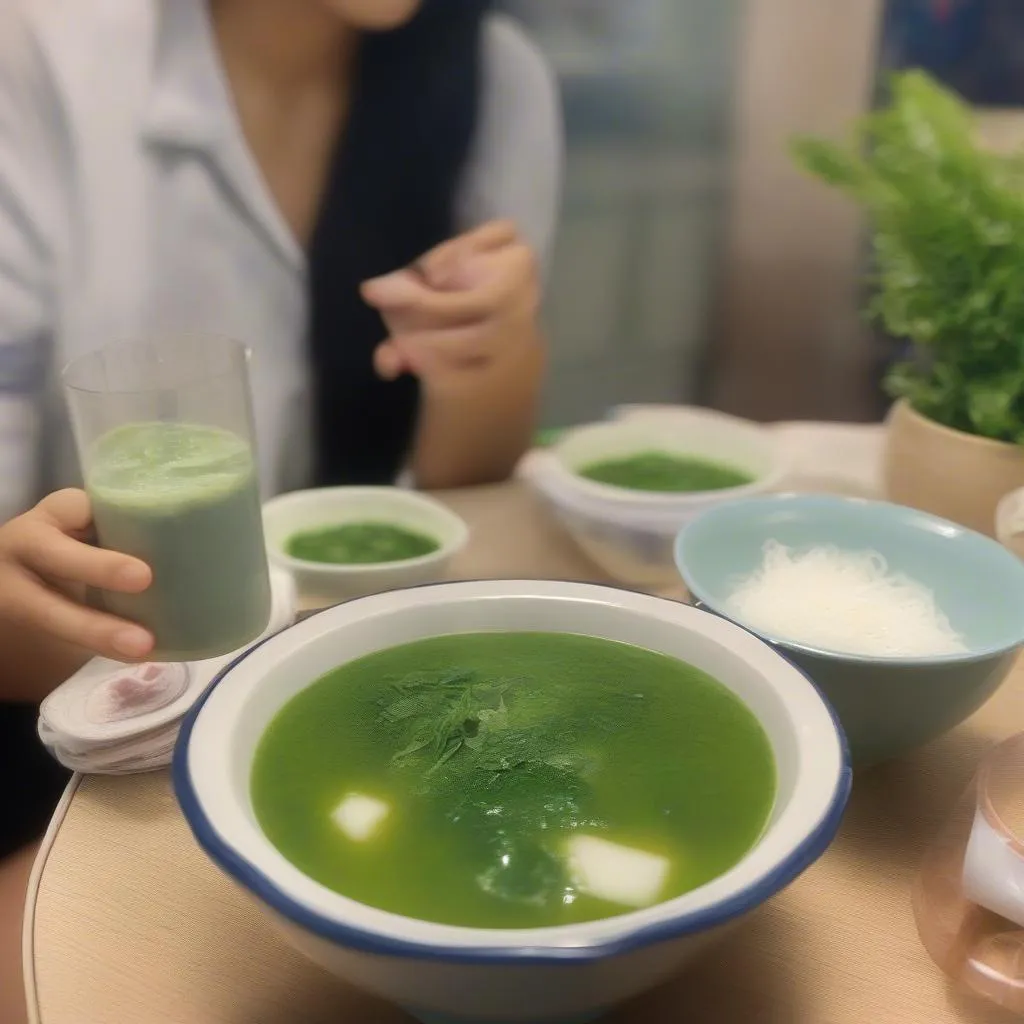 A bowl of Vietnamese rau ngot soup