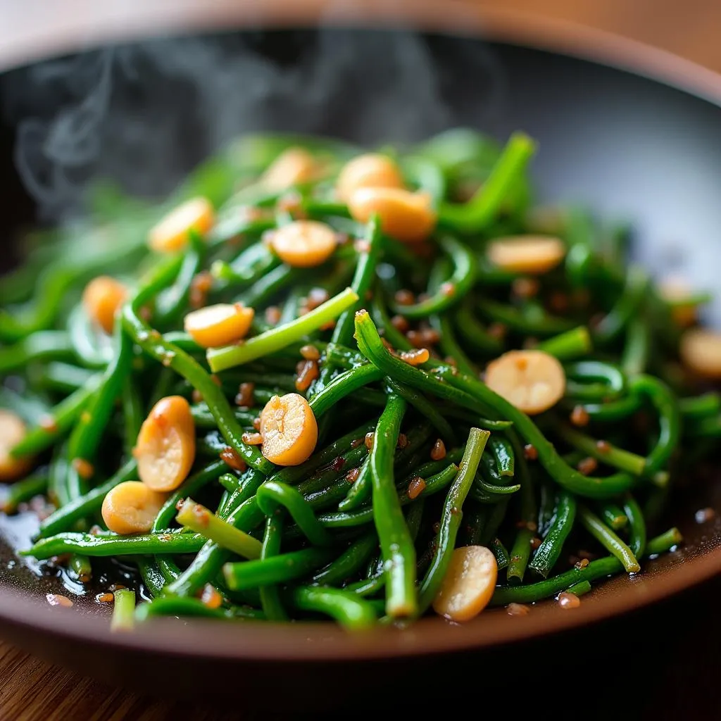 Red amaranth stir-fried with garlic