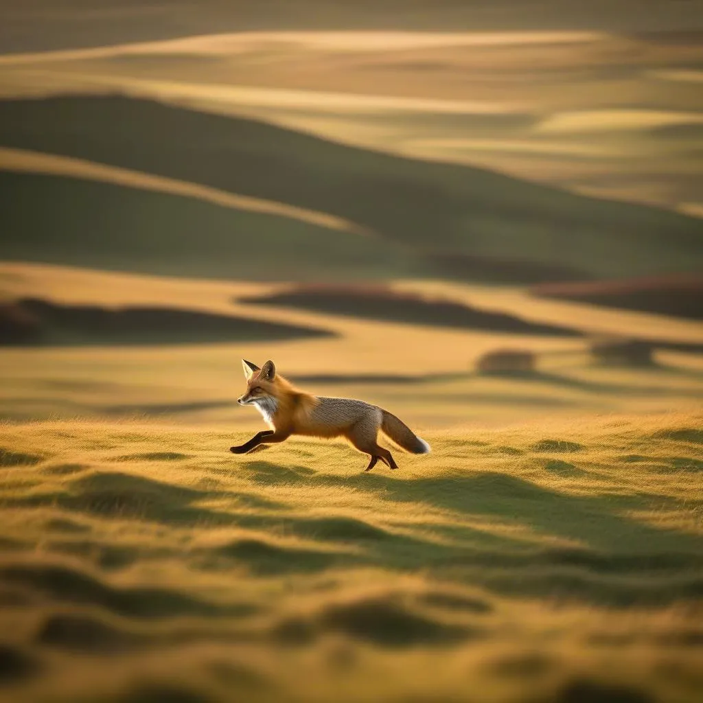 Red fox hunting in Yorkshire Dales