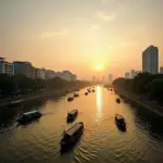 Panoramic view of the Red River in Hanoi