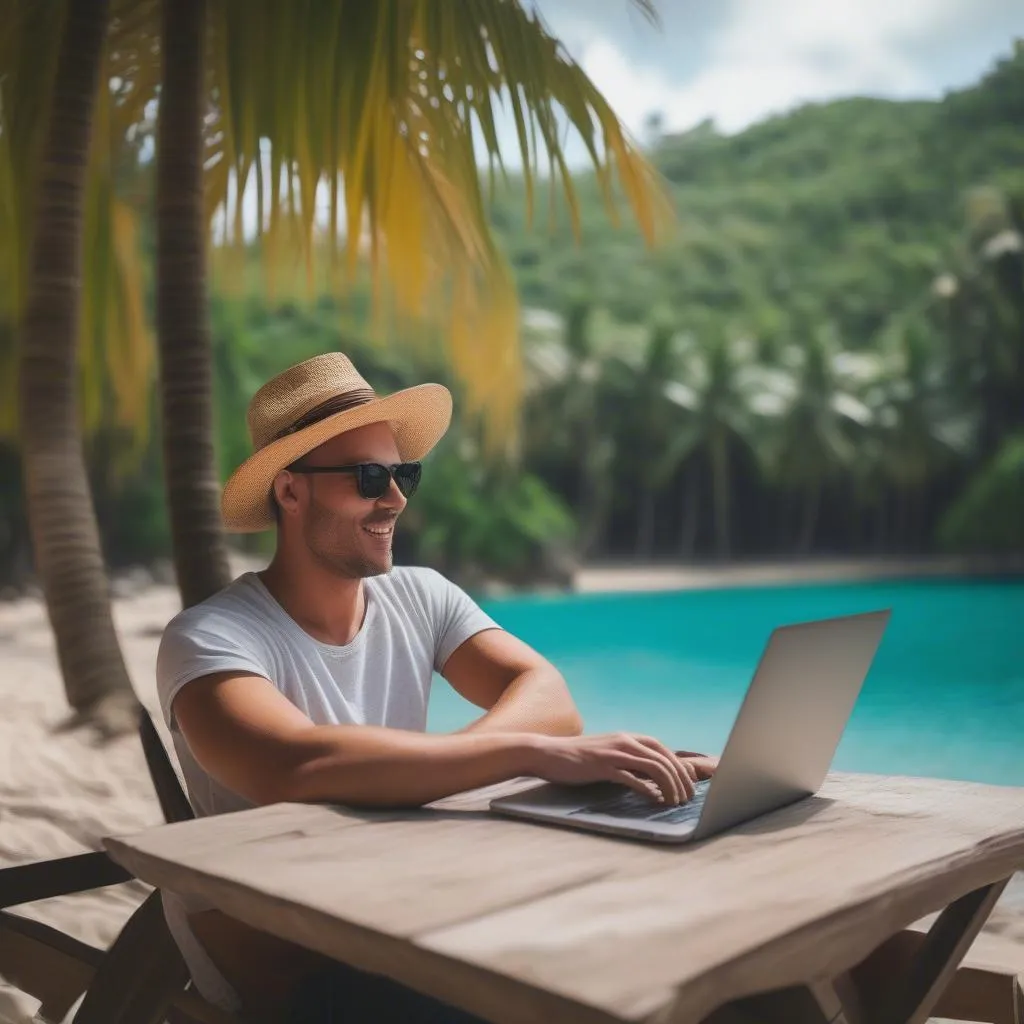 digital-nomad-working-from-a-beach