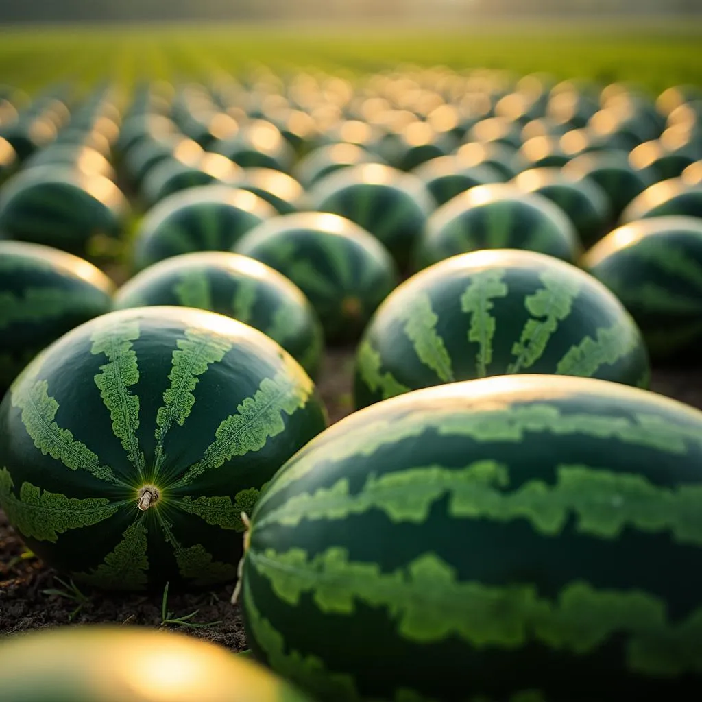 Ripe watermelon field in Vietnam