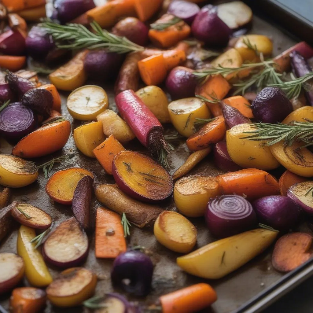 Roasted Root Vegetables with Honey Drizzle