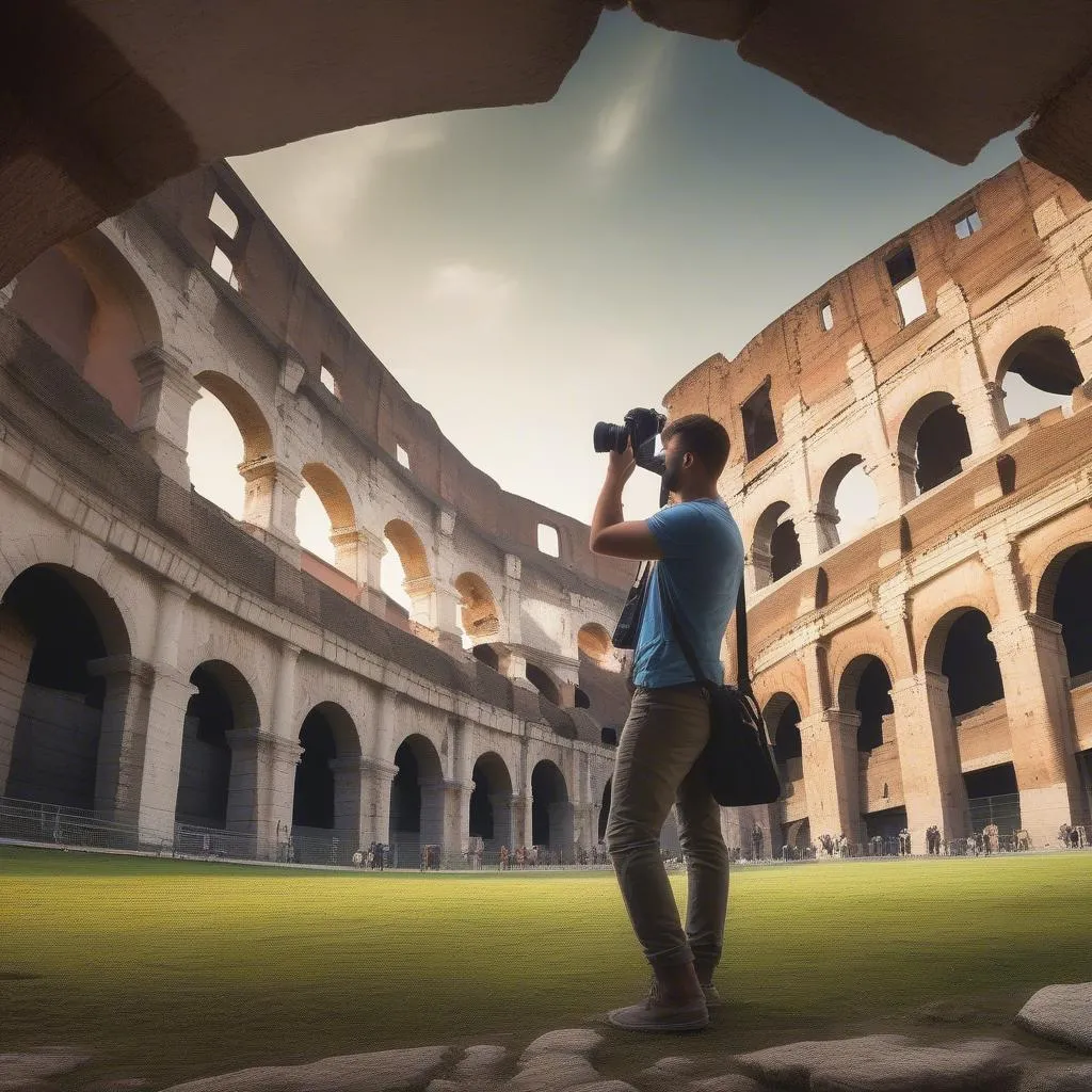 Tourist at the Colosseum