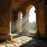 Sunlight through ancient Roman ruins