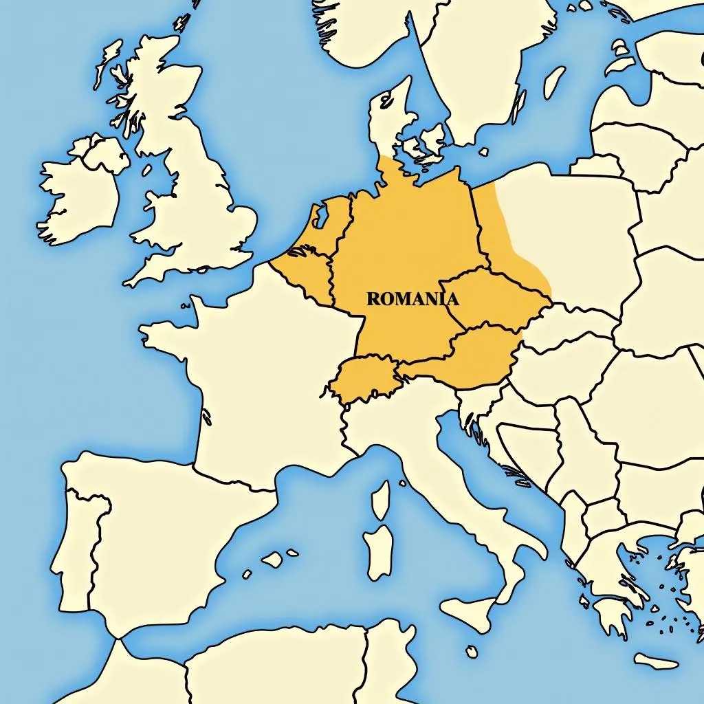 Romania's Location on a Map of Europe