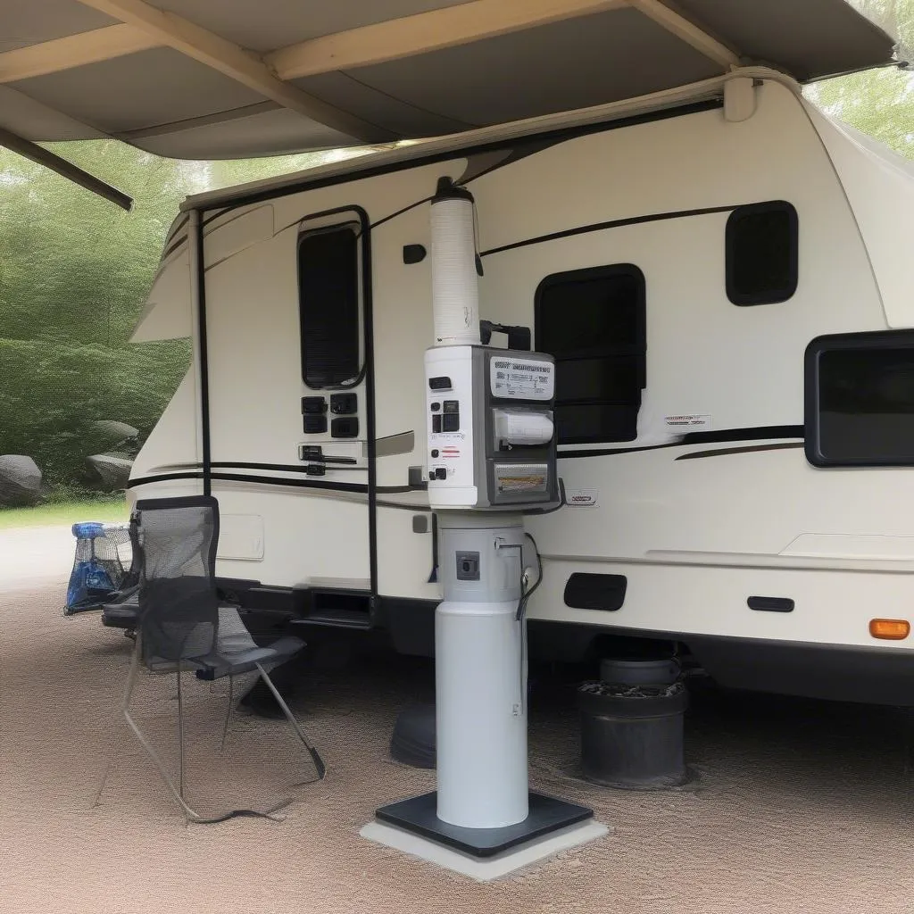 RV Campsite Setup with Electrical Hookups