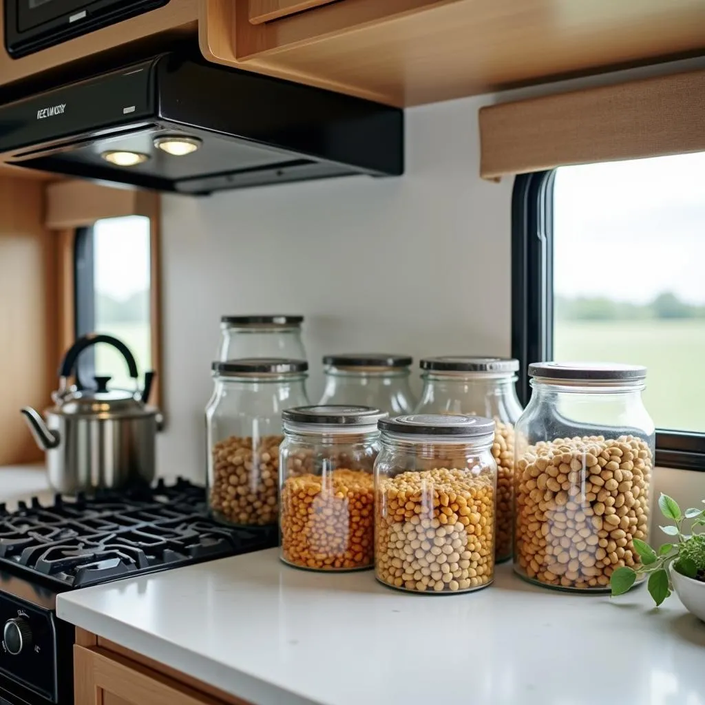 Organized RV Kitchen Food Storage