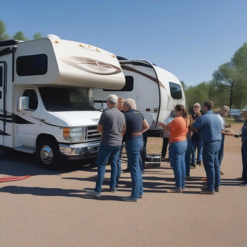 RV towing course with instructor