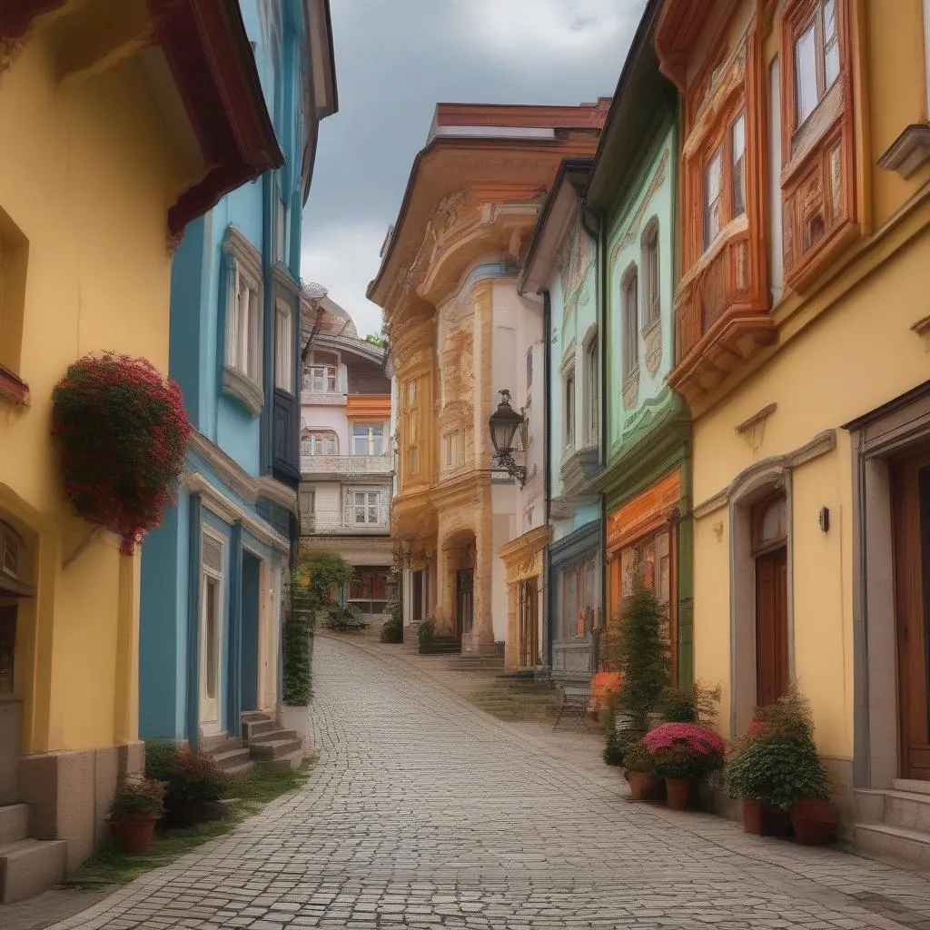 Cobblestone street in Bulgaria