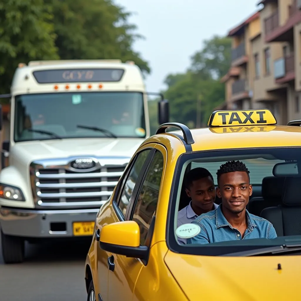 Tourists using safe transportation options in Cameroon