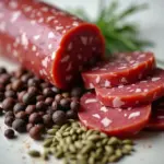 Close-up of Salami Ingredients