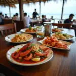 Seafood lunch at Sam Son beach