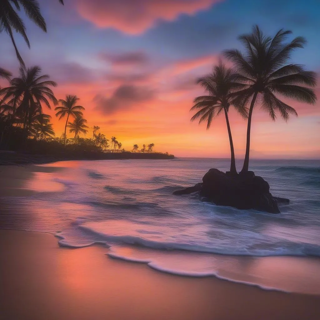 Tranquil sunset view of a San Juan beach