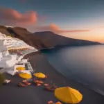 Santorini beach sunset