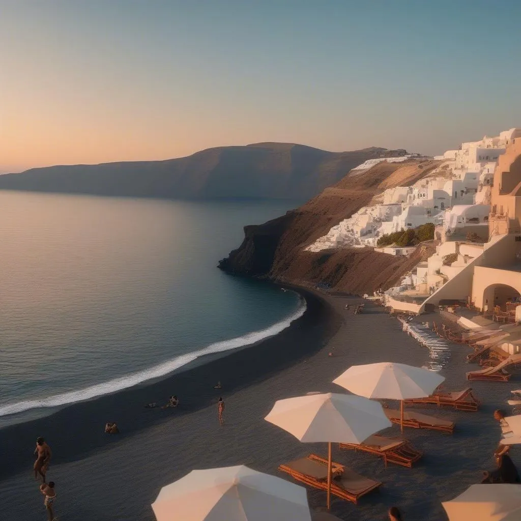 Santorini beach sunset