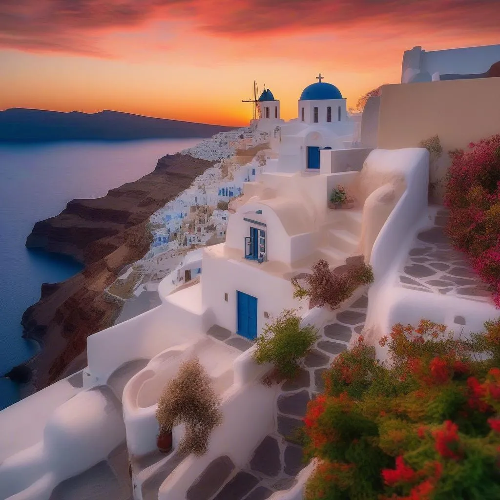 Sunset over Santorini