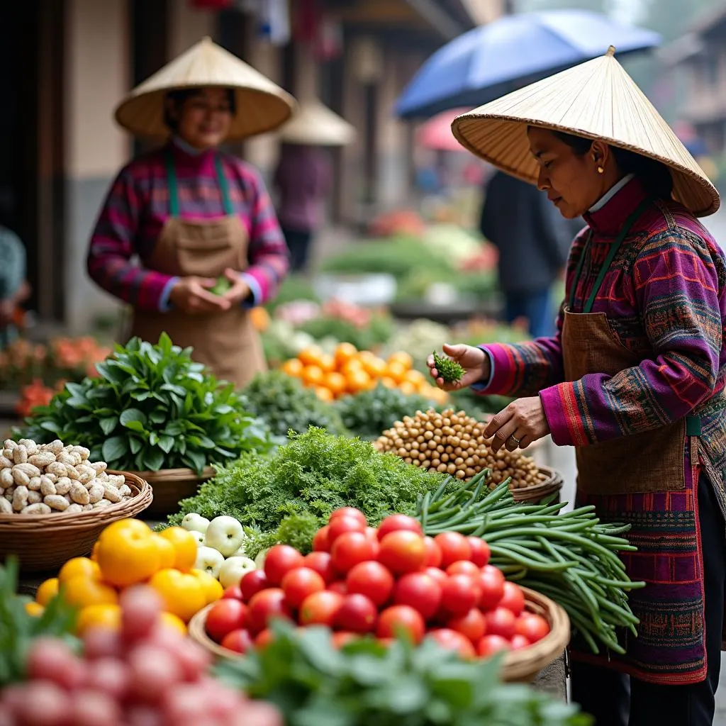 Sapa Market overflowing with fresh produce