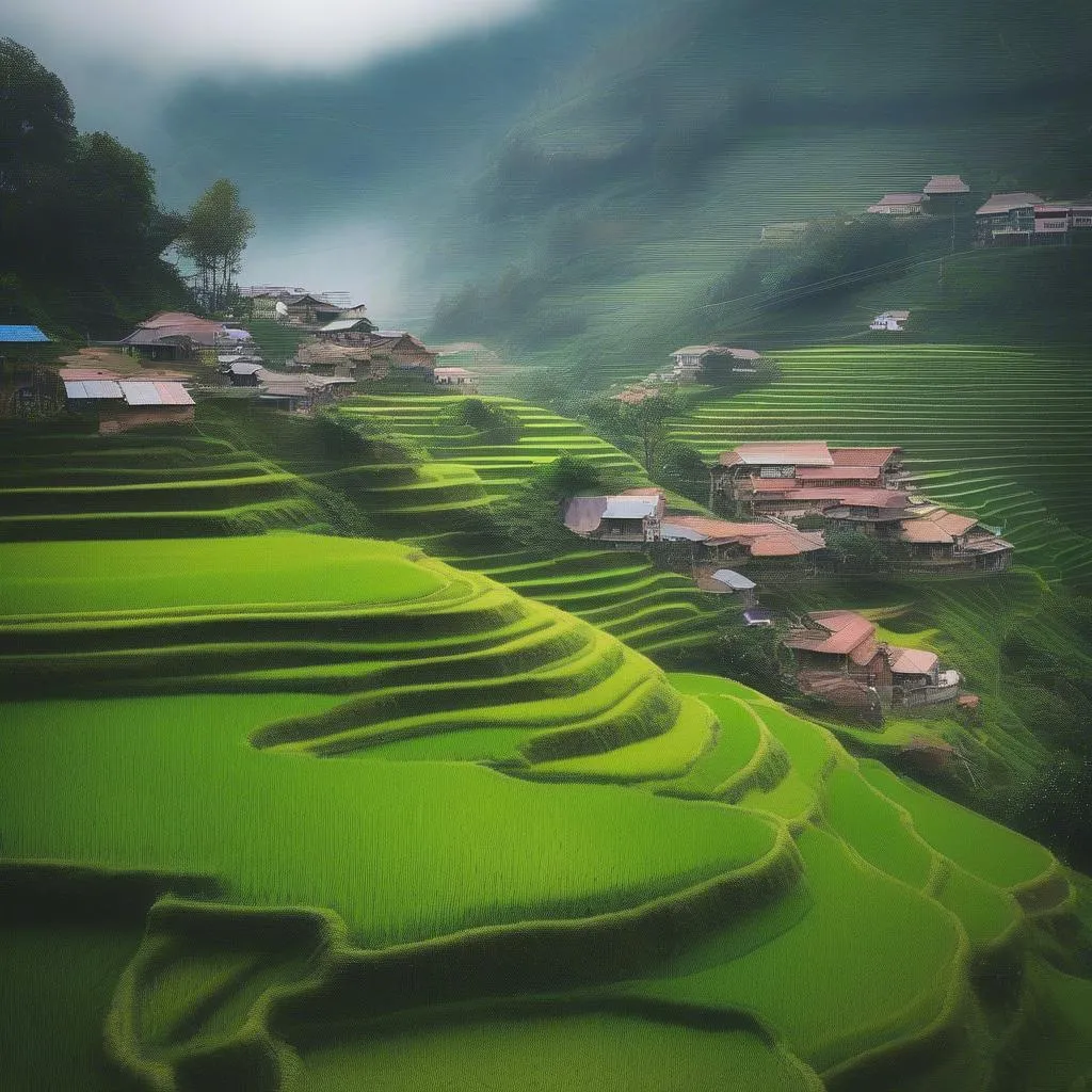 terraced rice paddies in sapa