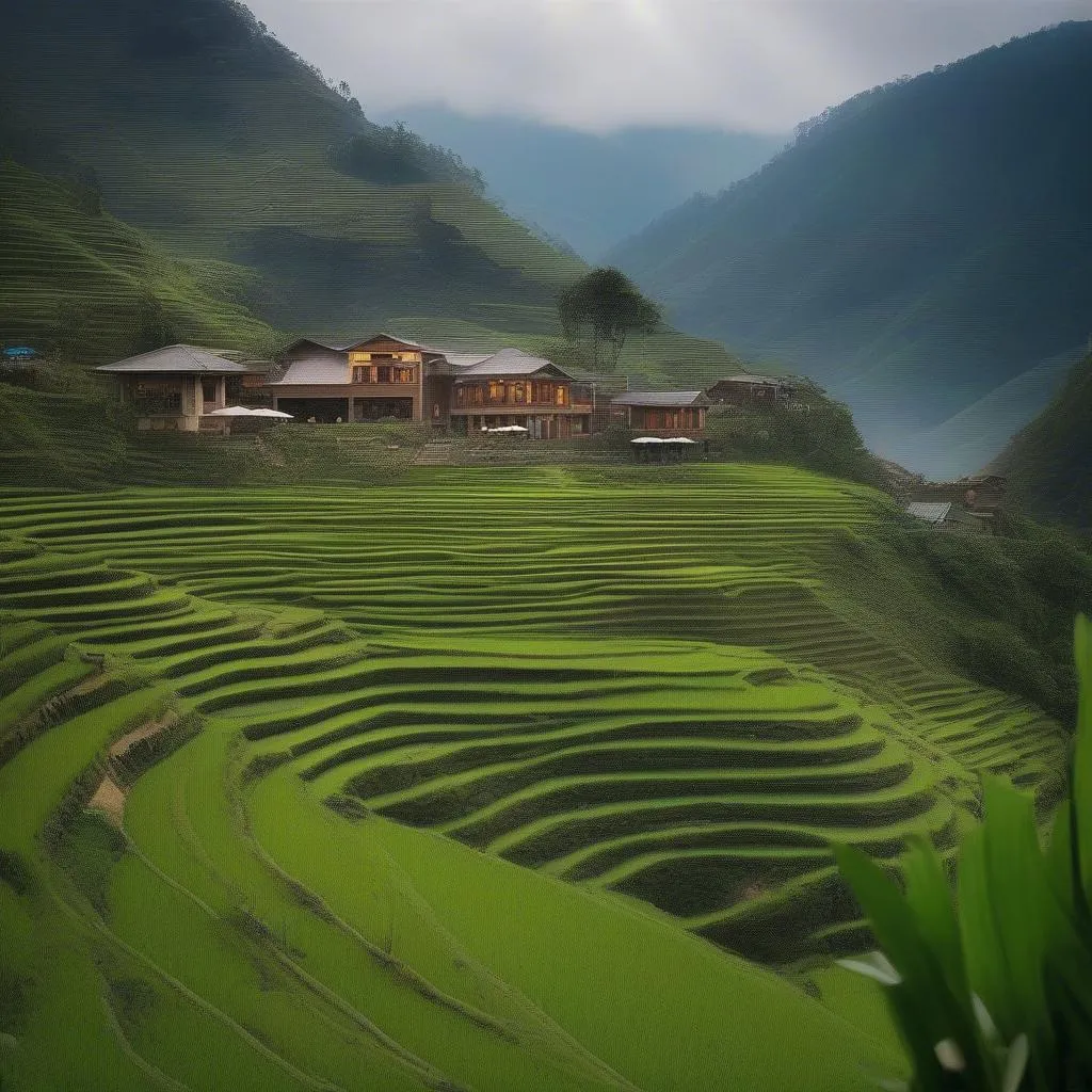 Luxury Villa with View of Sapa Rice Terraces