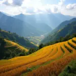 Sapa terraced rice fields in Autumn