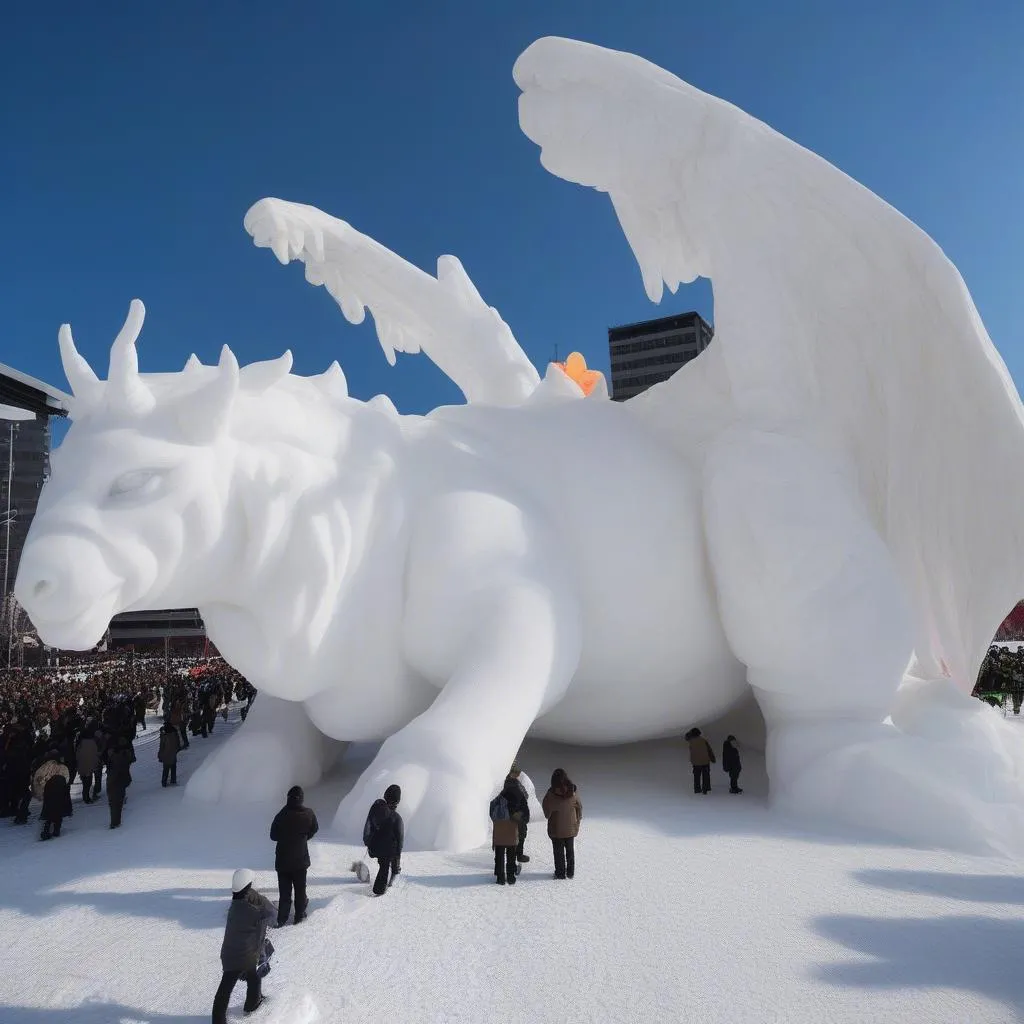 Gigantic snow sculpture at Sapporo Snow Festival