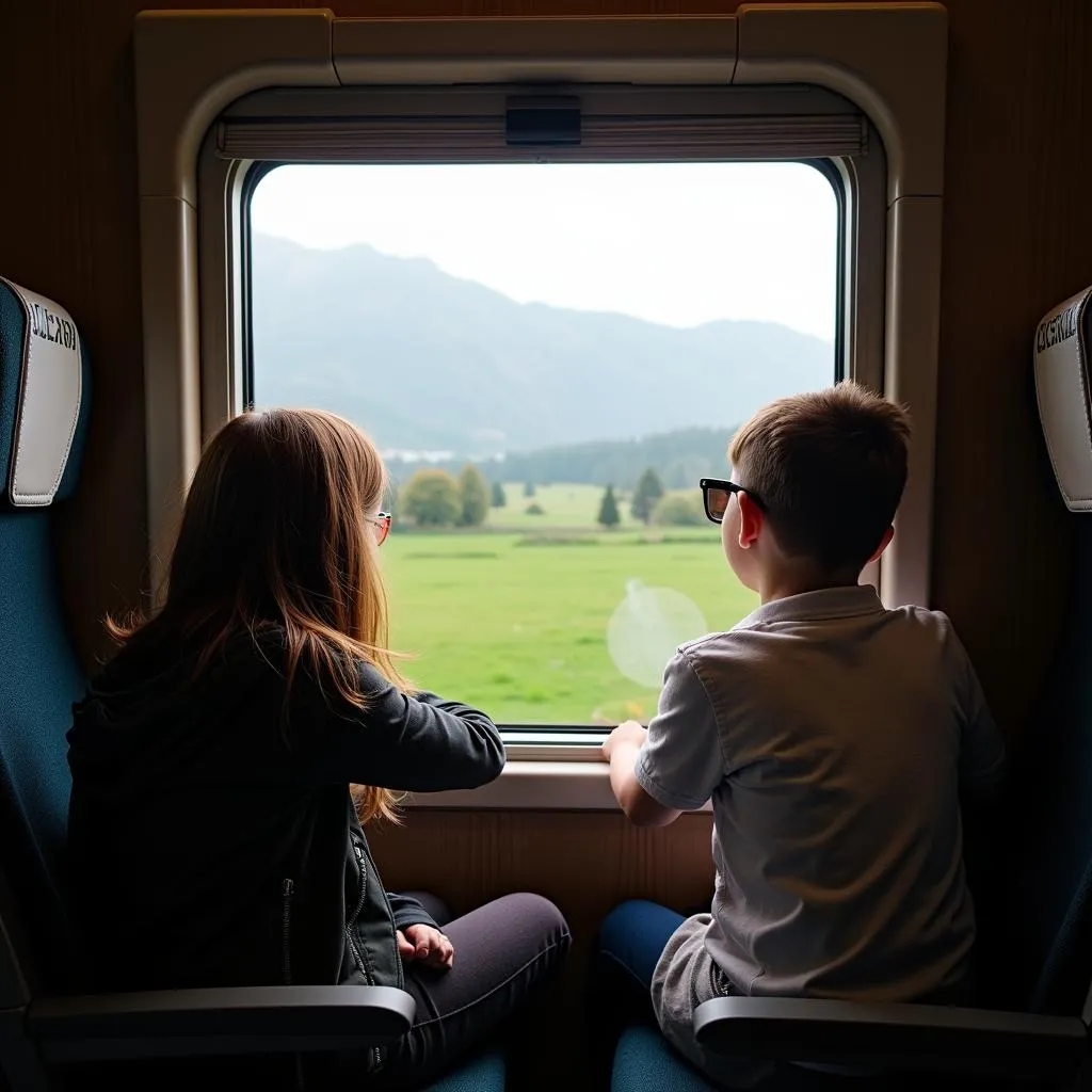 Passengers enjoying a scenic train ride