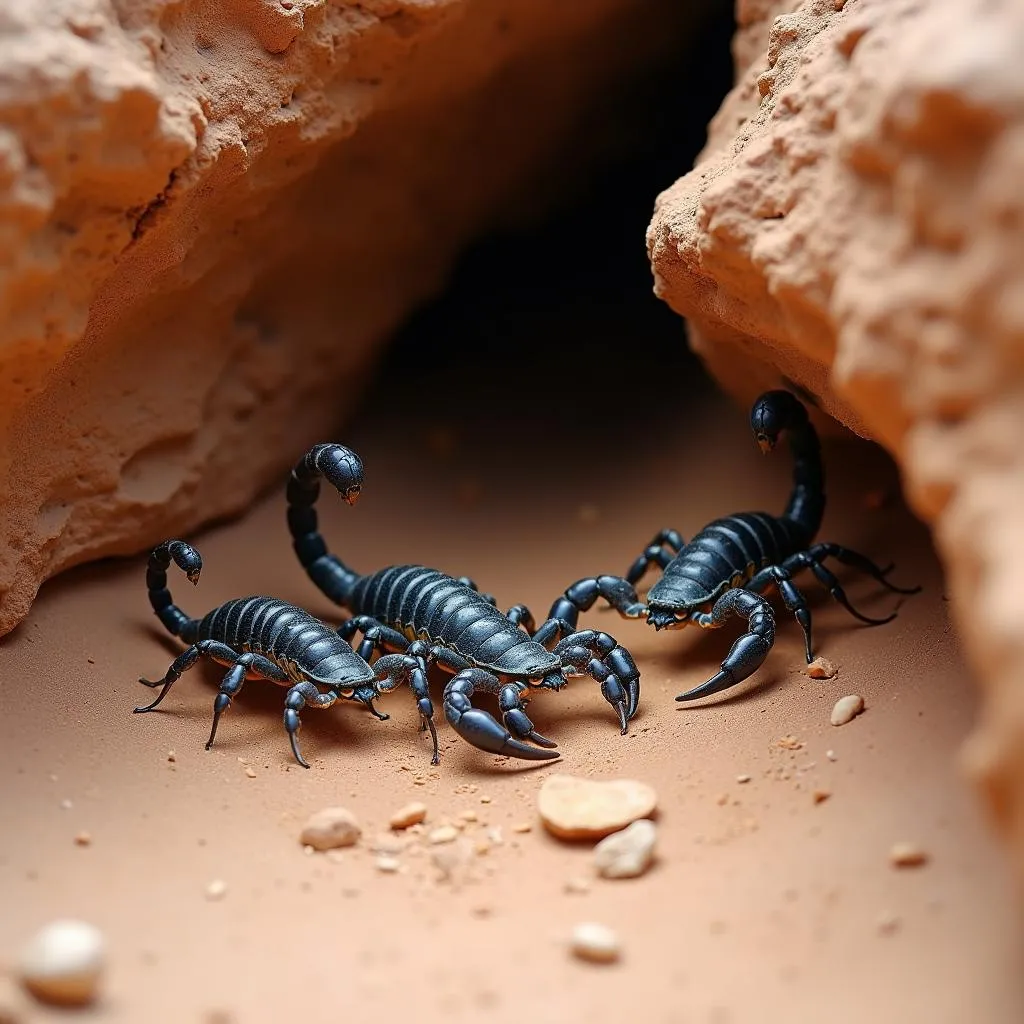 Scorpions seeking shelter in Petra ruins