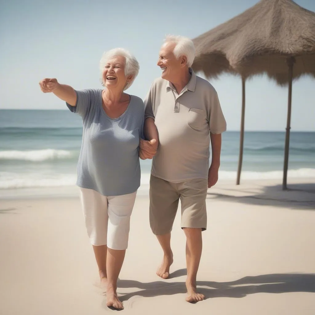 Senior Couple Relaxing on a Tropical Beach