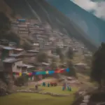 Peaceful Mountain Village in the Himalayas