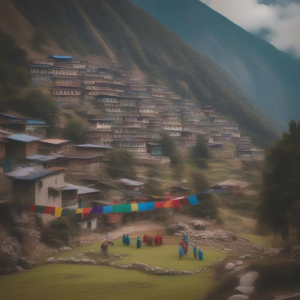 Peaceful Mountain Village in the Himalayas