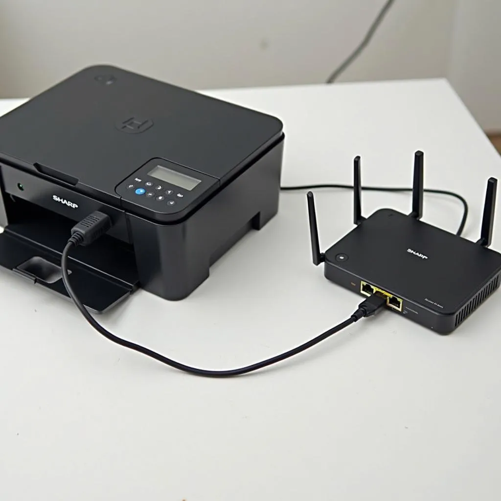 Sharp printer connecting to network via ethernet cable