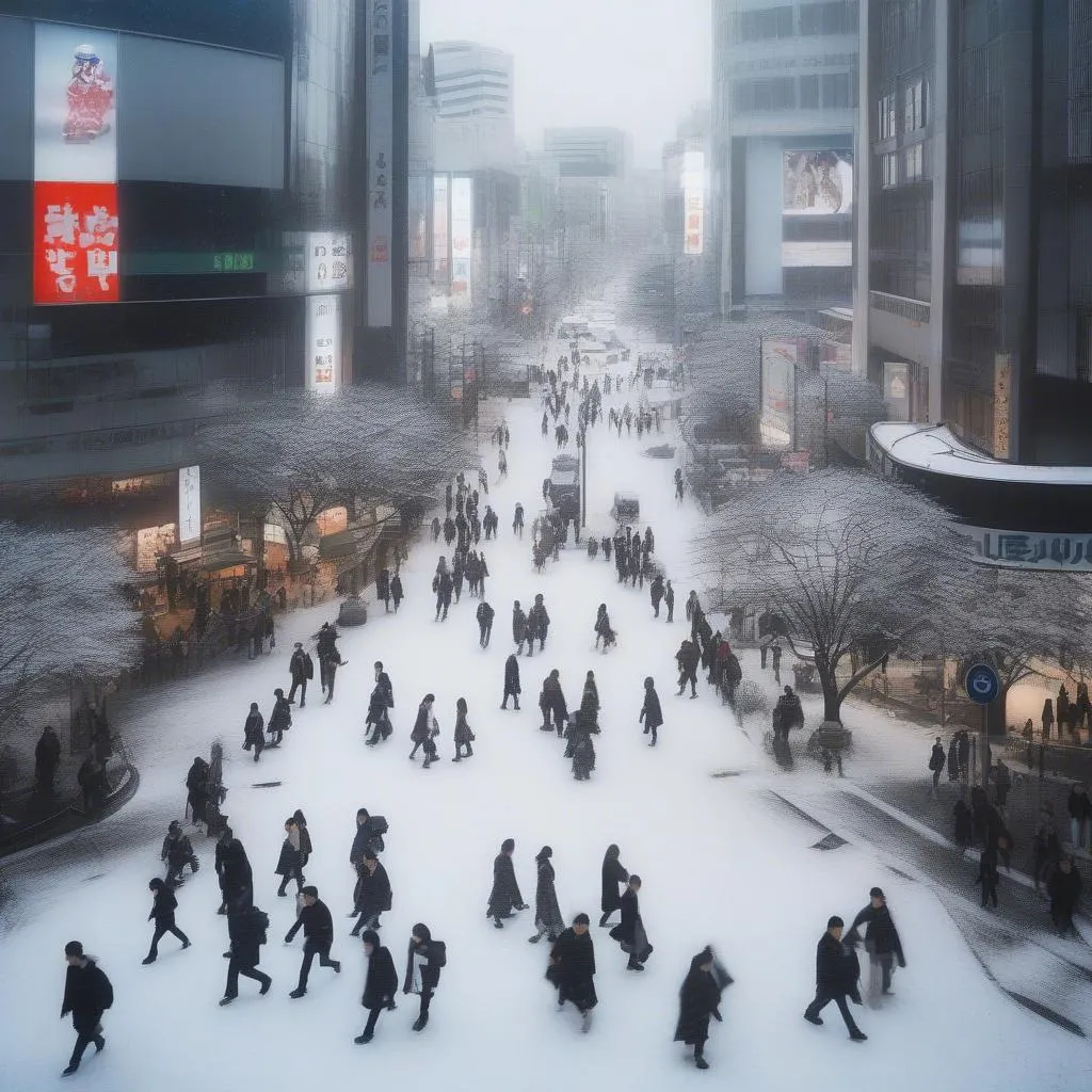 Shibuya Crossing in Snow