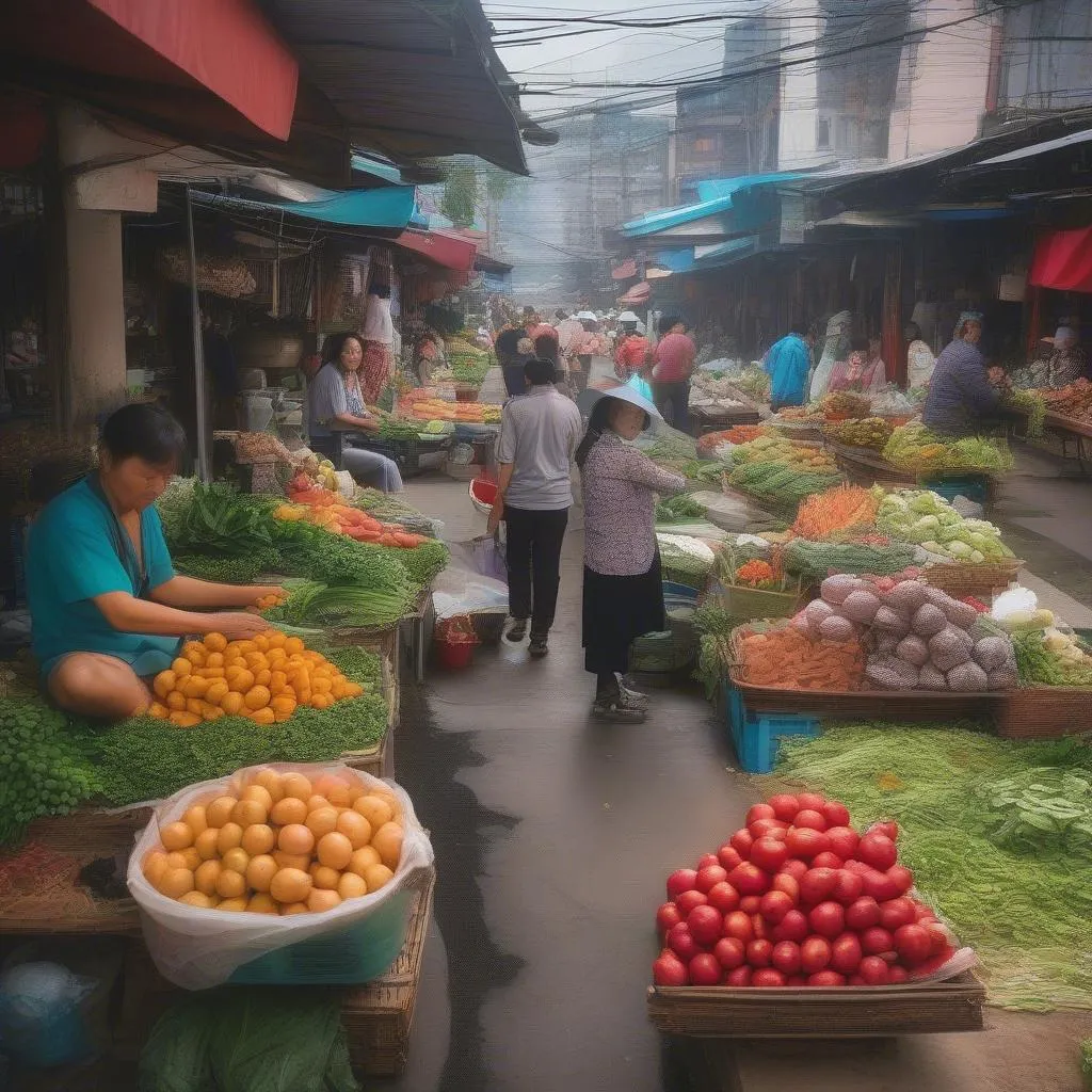 Shopping for fresh produce at a local market