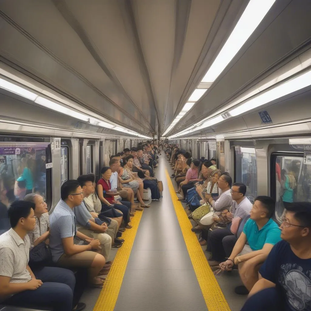 People commuting on Singapore's MRT