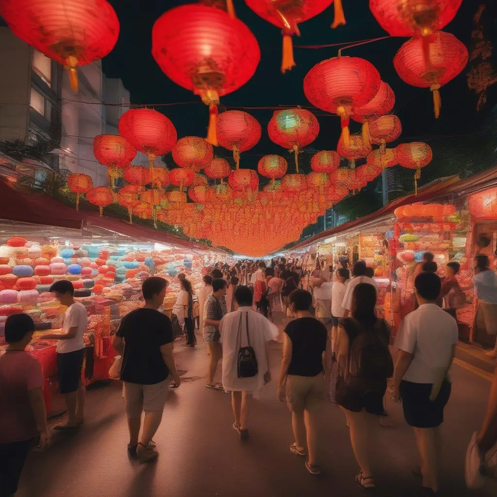 Singapore Street Market During Mid-Autumn Festival