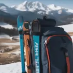 Skis packed in a ski bag