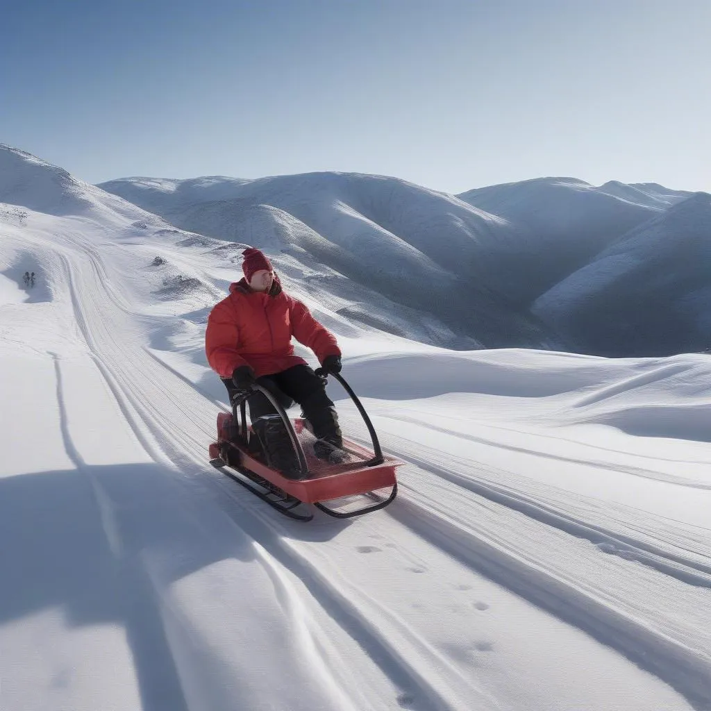 sled-control-on-snowy-slope