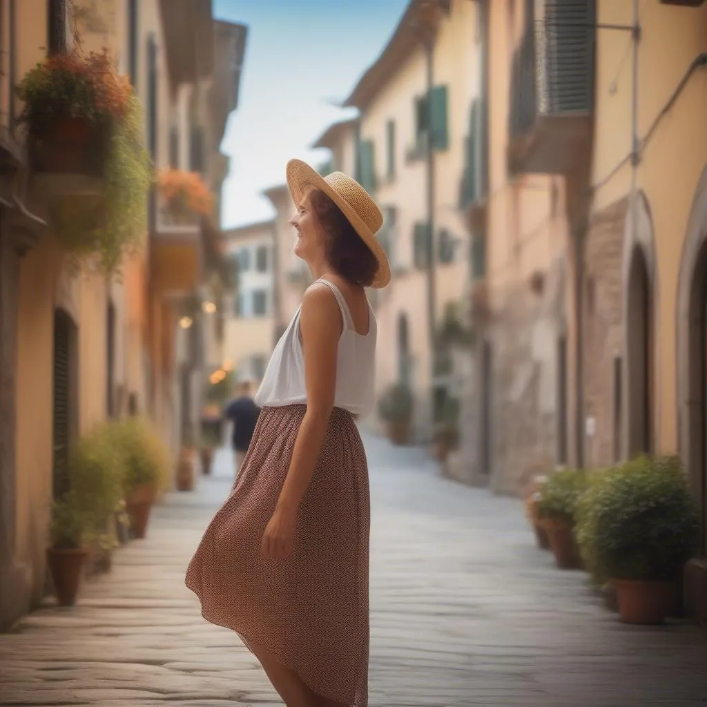 woman experiencing slow travel in Italy