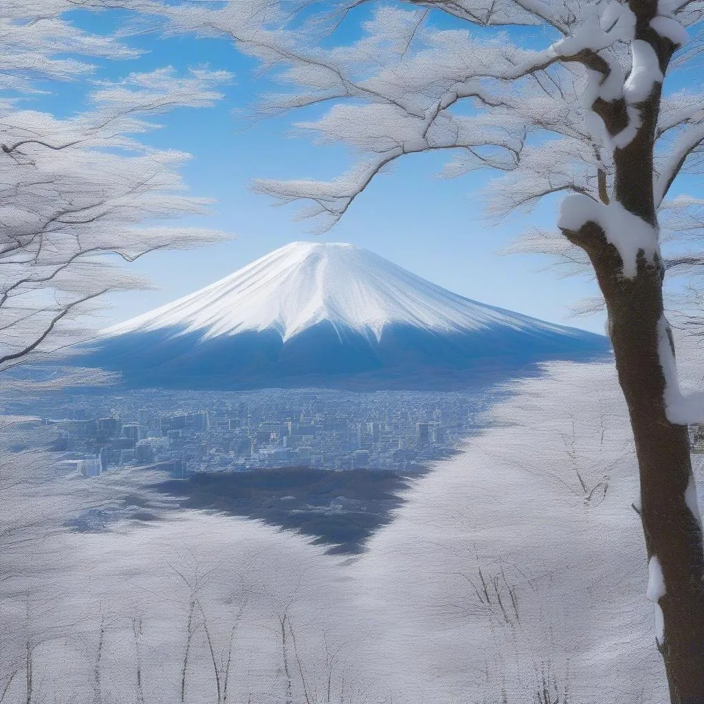 snow covered mountain japan