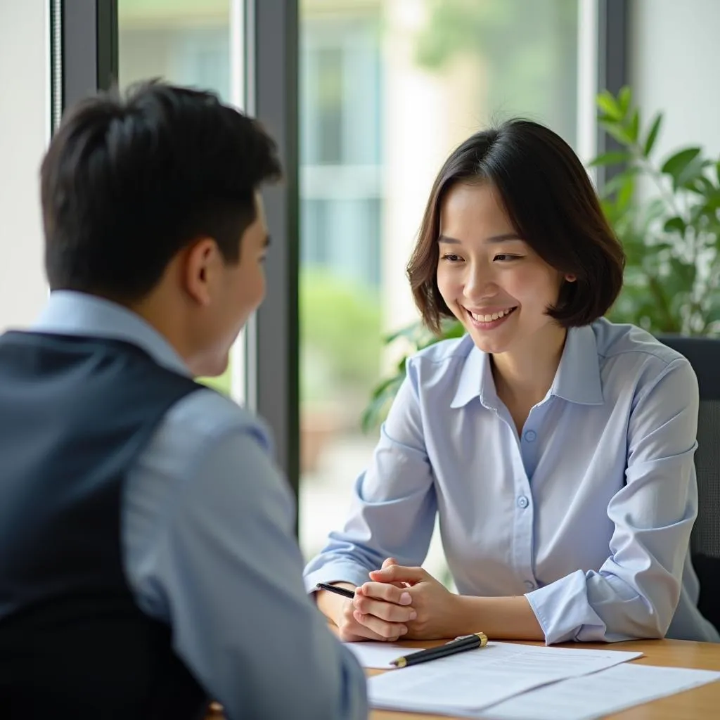 Social Insurance Officer Assisting Applicant