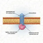 Sodium ion channels in cell membrane