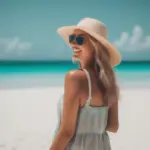 Solo female traveler walking on Punta Cana beach